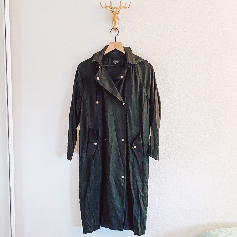 TOPSHOP BLACK Button Up Coat Size 4